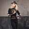 Fingerless Lace Up Gloves - Long Black Costume Elbow Arm Warmer Accessories with White Satin Laced Tie for Dress Up